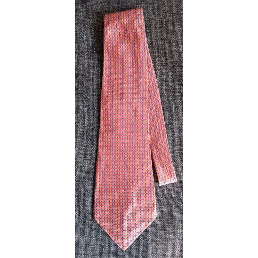 Tie 70s 80s 90s Y2K Mens Ertu Silk Gold Gray Cranberry Classic 4.5 Wide